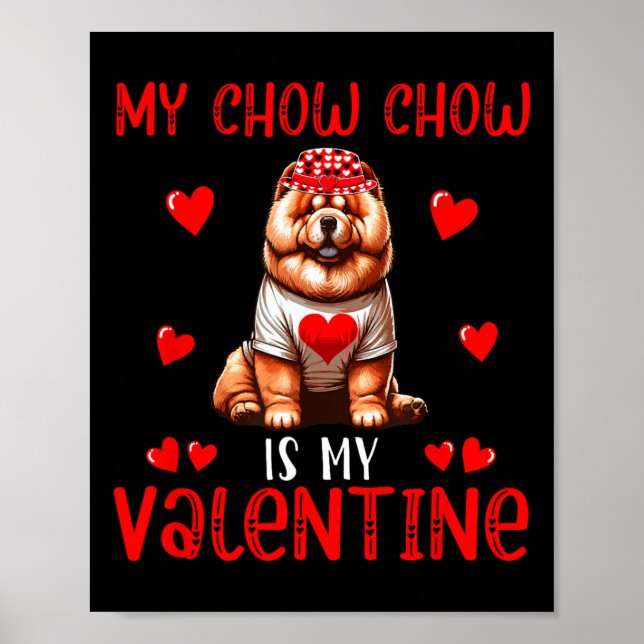 Póster Mi Chow Chow es mi disfraz de San Valentín corazon (Frente)