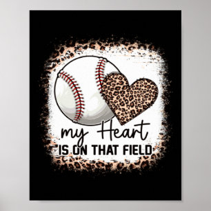 Póster Mi corazón blanqueado campo béisbol mamá