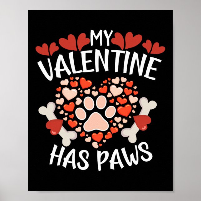 Póster Mi corazón de San Valentín tiene patas Día de San  (Frente)