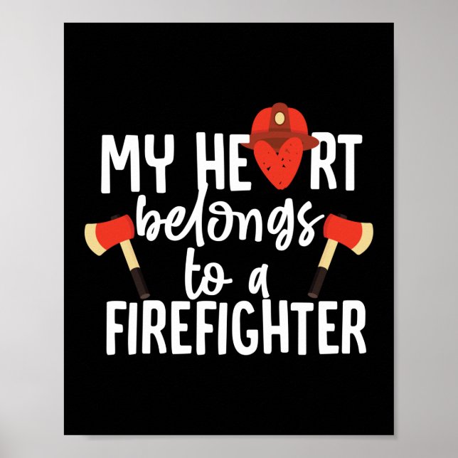 Póster Mi Corazón Pertenece A Una Esposa De Bomberos De C (Frente)