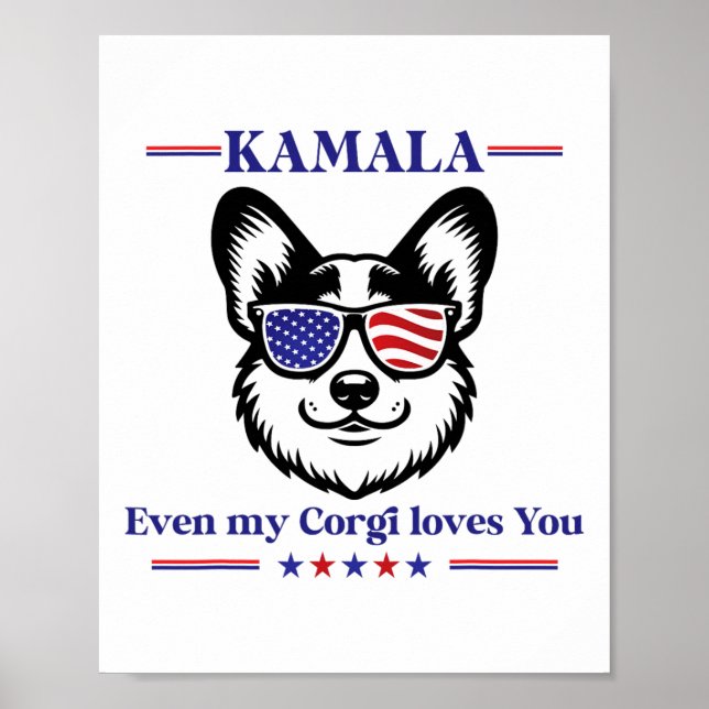 Póster Mi Corgi Ama a Kamala Harris Para la Elección Pres (Frente)