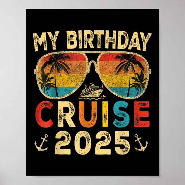 Póster Mi crucero de cumpleaños 2025 Fiesta Vaca (Frente)
