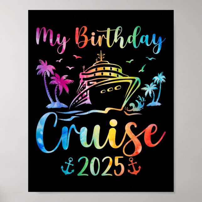 Póster Mi crucero de cumpleaños 2025 Fiesta Vaca (Frente)