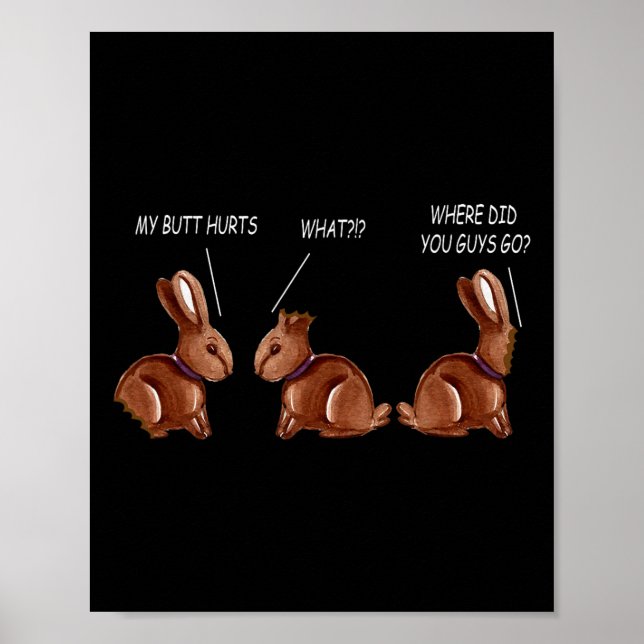 Póster Mi Culo Duele Conejo de Chocolate Bunny Funny Pasc (Frente)