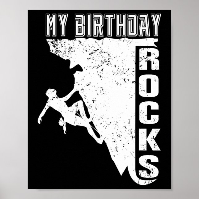 Póster Mi cumpleaños es genial escalada retro (Frente)