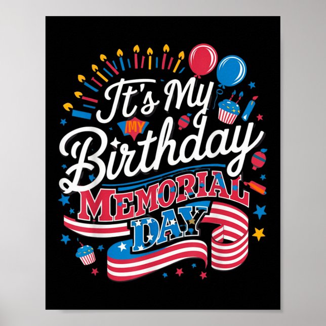 Póster Mi Día de Conmemoración de Cumpleaños Guay Retro F (Frente)