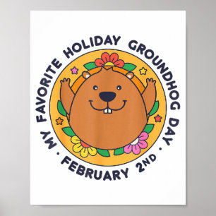Póster Mi Día Festivo Favorito Día de la Marmota 2 de Feb
