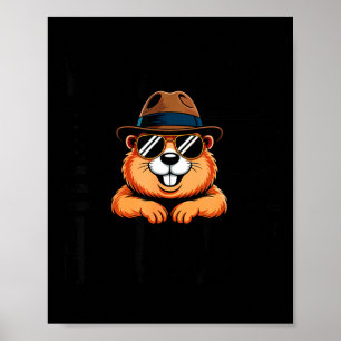 Póster Mi Día Festivo Favorito Día de la Marmota Bandera 
