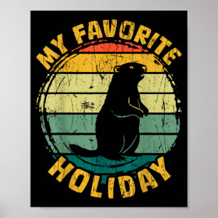 Póster Mi Día Festivo Favorito Día de la Marmota Retro Vi