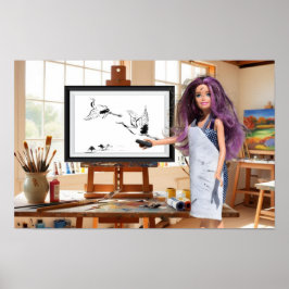 Póster Mi dibujo terminado a carboncillo. 