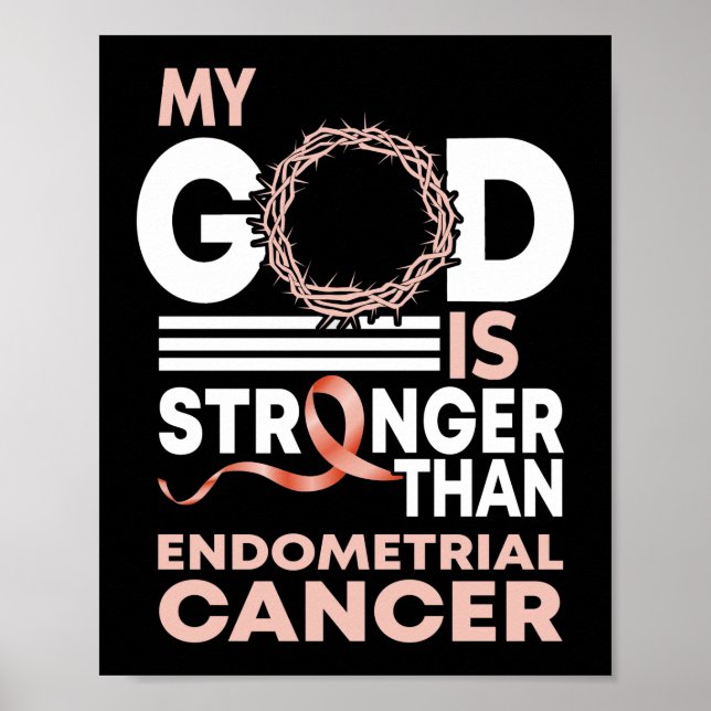 Póster Mi Dios Es Más Fuerte Que El Cáncer Endometrial (Frente)