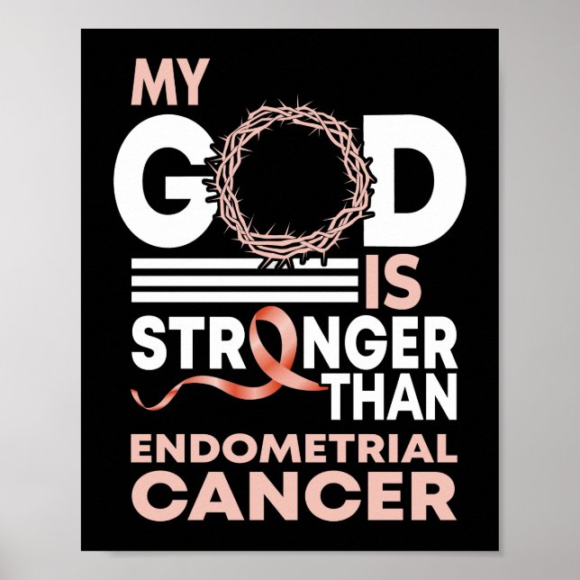 Póster Mi Dios Es Más Fuerte Que El Cáncer Endometrial (Frente)
