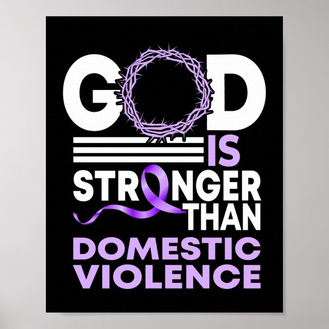 Póster Mi Dios Es Más Fuerte Que La Violencia Doméstica (Frente)