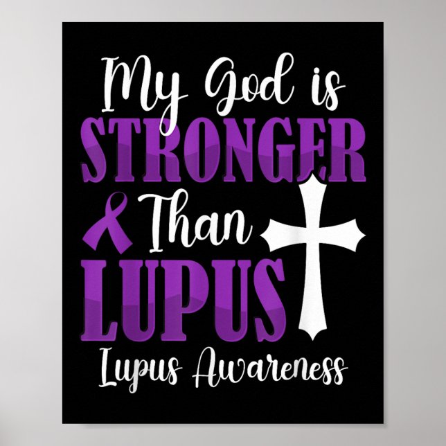 Póster Mi Dios Es Más Fuerte Que Lupus Cinta Púrpura Lupu (Frente)