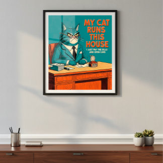 Póster Mi Gato Corre Esta Casa | Vintage MidCentury Funny
