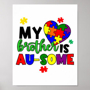 Póster Mi Hermano Es Un Autismo Awareness Mamá Papá Niño