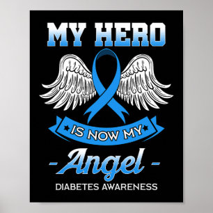 Póster Mi héroe ahora es mi ángel diabetes azul