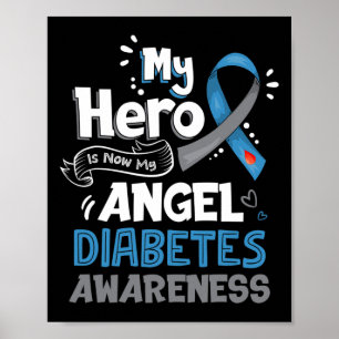 Póster Mi héroe es ahora mi ángel T1D Diabetes Conciencia