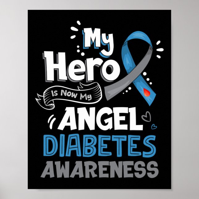 Póster Mi héroe es ahora mi ángel T1D Diabetes Conciencia (Frente)