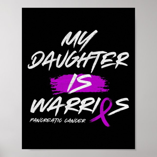 Póster Mi Hija Es Guerrero Pancreatic Purple Ribbon Su (Frente)