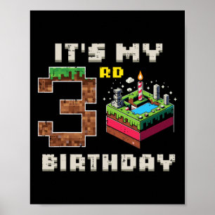 Póster Mi juego de píxeles de cumpleaños número 3 con tar
