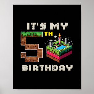 Póster Mi juego de píxeles de cumpleaños número 5 con tar