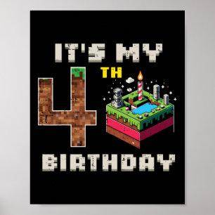Póster Mi juego de píxeles de cumpleaños número 5 para ni