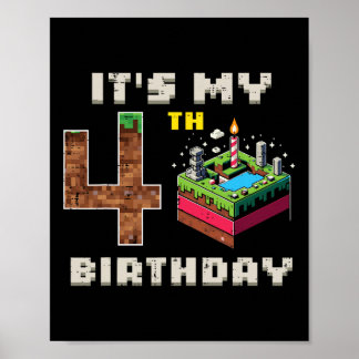 Póster Mi juego de píxeles de cumpleaños número 5 para ni