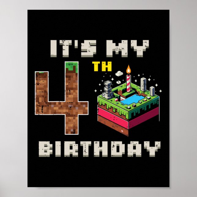 Póster Mi juego de píxeles de cumpleaños número 5 para ni (Frente)