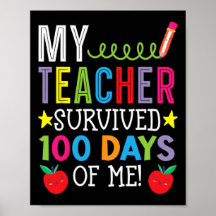 Póster Mi Maestra Sobrevivió A 100 Días De Mi Estudiante.