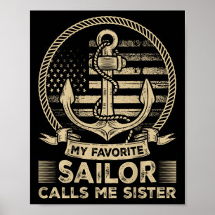 Póster Mi marinero favorito me llama hermana marinera her