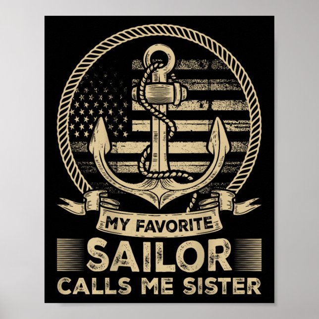 Póster Mi marinero favorito me llama hermana marinera her (Frente)
