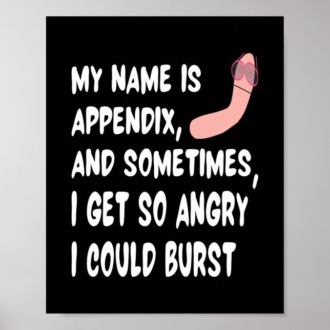 Póster Mi Nombre Es Appendicitis Appendectomía (Frente)