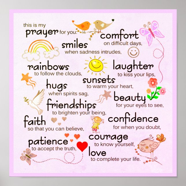 Póster Mi Oración Por Ti | Rosa claro (Frente)