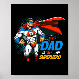 Póster Mi papá es mi superhéroe niños Día del padre genia