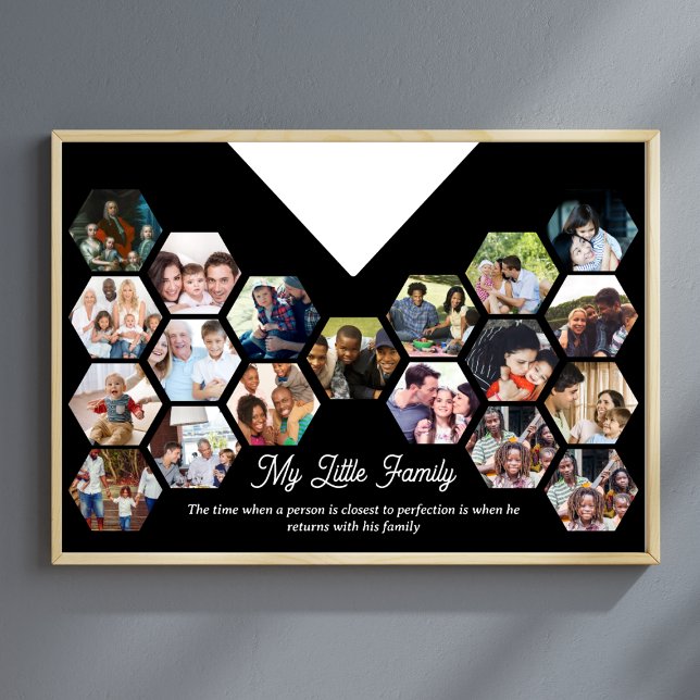 Póster Mi pequeño retrato familiar Collage de fotos inter (Capture the memories and cherish them forever with our stunning photo collage wall poster! )