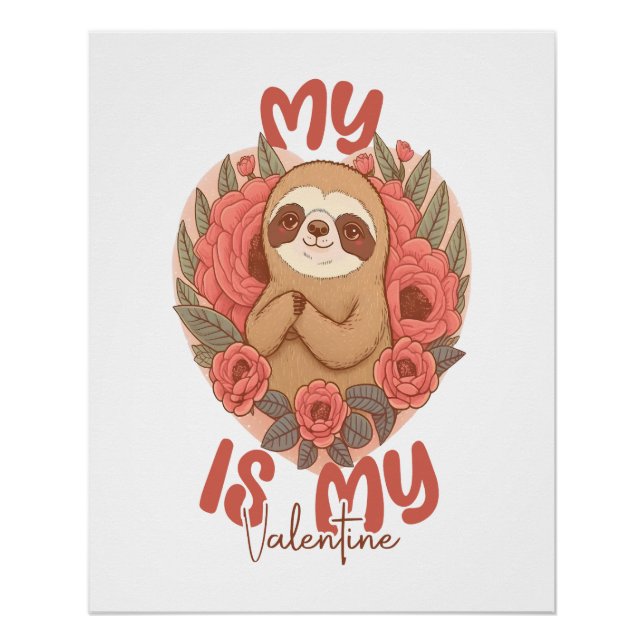 Póster Mi perezoso es mi San Valentín (Anverso)