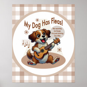 Póster Mi Perro Tiene Pulgas Canción de Afinación de Ukul