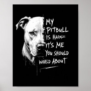 Póster Mi Pitbull Es Inofensivo Y Gracioso.