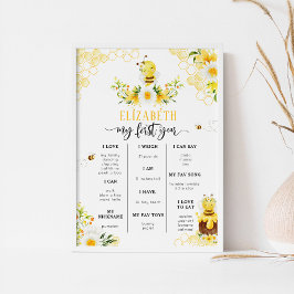 Póster Mi primer año de infografía de abejas Bumble es un