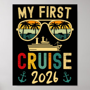 Póster Mi Primer Crucero 2026 Vacaciones de Crucero Famil