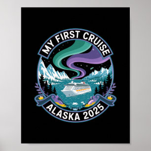 Póster Mi primer crucero Alaska 2025 Camiseta Luces del N