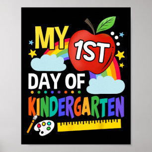 Póster Mi primer día de jardín de infantes divertido arco