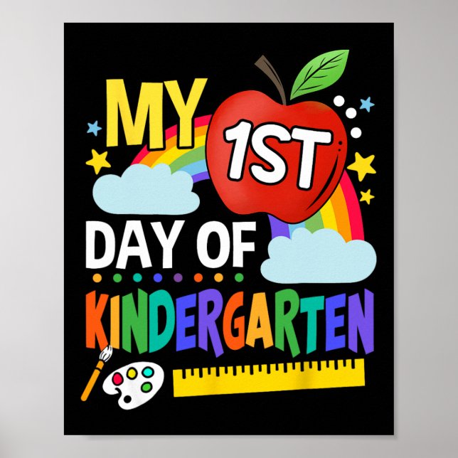 Póster Mi primer día de kindergarten divertido arcoiris c (Frente)