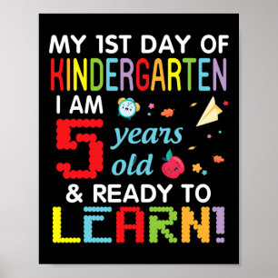 Póster Mi primer día de kindergarten tengo 5 años y más