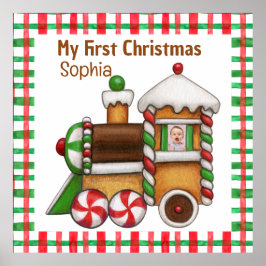 Póster Mi primer nombre navideño de costumbre tren lindo