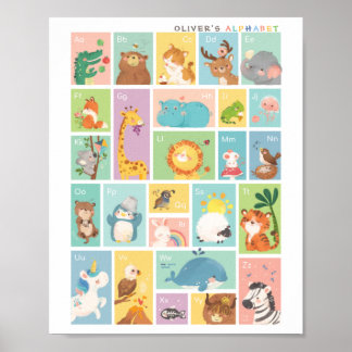 Póster Mi primer Poster de animales ABC del alfabeto