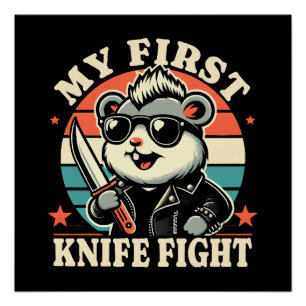 Póster Mi primera pelea con cuchillo - Hamster genial