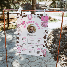 Póster Mi primera vaquera de Rodeo foto marrón rosa