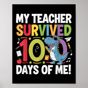 Póster Mi Profesor Sobrevivió A 100 Días De Colegio Dino